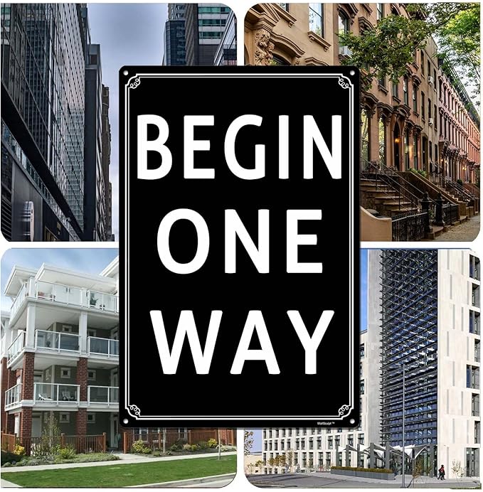 8x12" Begin One Way Parking Lot Sign - High-Intensity Grade Aluminum, Weatherproof & Fade-Resistant, Ideal for Outdoor & Indoor Use - Curbside Sign