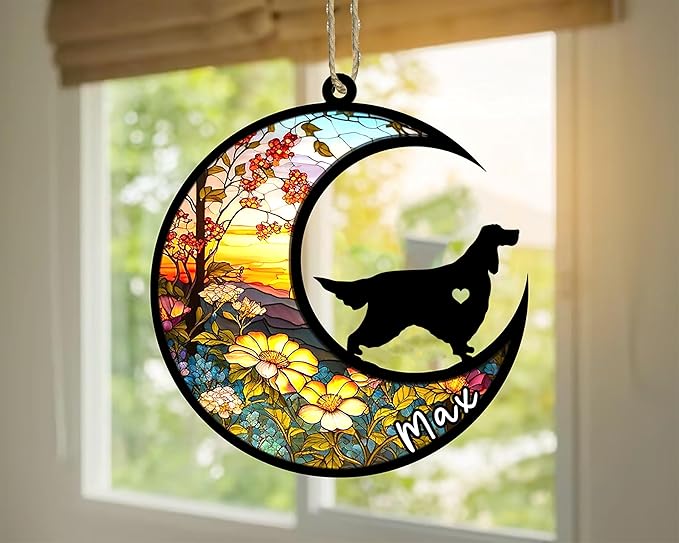 Personalized Dog Memorial, Custom Name Gordon Setter Dog Christmas Ornament with Name, Custom Breeds, Pet Loss Light Catcher, Gifts for Lovers Loss of Pet Sympathy on Mothers Day Christmas