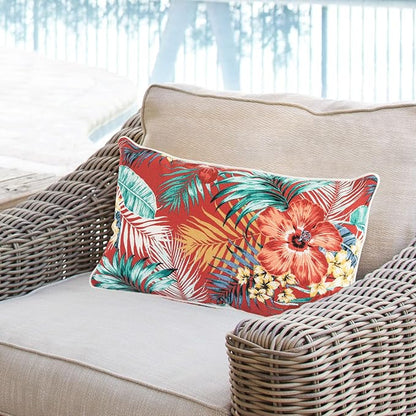 Lumbar Pillow Covers Set of 2, Outdoor Indoor Waterproof Decorative Patio Lumbar Pillowcase Shell 12x20 Inch, Rectangular Cushion Case for Couch Sofa Garden Farmhouse-Sadira Chili Haze