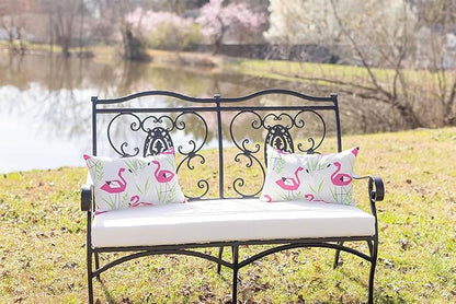 RSH DECOR: Lumbar Throw Pillows Set of 2 | 20” x 12" | All-Weather Spun Fabric | Water and Fade-Resistant | Outdoor Support Pillows for Patio Furniture | Groove Pink Flamingo