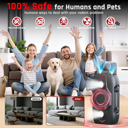 Rodent Repellent for Car Engines - Ultrasonic Mouse Repellent Under Hood, Upgraded 4 LED Strobe Lights, Plug-in & Battery Powered, Keep Rodents Out of Car, RV, Garage, Room, Indoor, Outdoor, 2 Pack