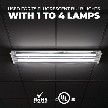 OHLECTRIC Replacement for ICN-4S54-90C-2LS-G (4 Pack) 4 Lamp T5 Fluorescent Electronic Ballast - 120-277 Volt - Instant Start - Standard and Energy Efficient Ballasts, UL Approved