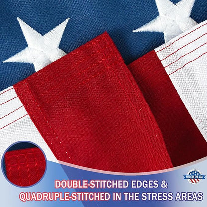 ROTERDON 600D American Flags for Outside 4x6 Ft, TearProof Long Lasting US Flag, Embroidered Stars, Sewn Stripes, Brass Grommets, High Wind USA Flag Heavy Duty Outdoor