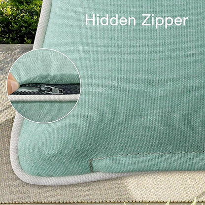 Decorative Outdoor Water Repellent Throw Pillows with Inserts, Set of 4, 20" x12" Pillows for Patio, Backyard, Bed, Couch, and Patio Furniture, Aqua Green