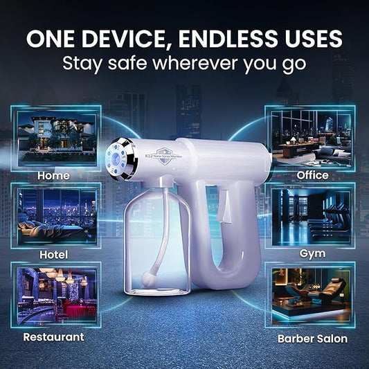 The Original Disinfectant Fogger Machine - Professional Sanitizer Sprayer - ULV Atomizer & Nano Steam Gun – Rechargeable Barber Spray Gun with Blue Light V2