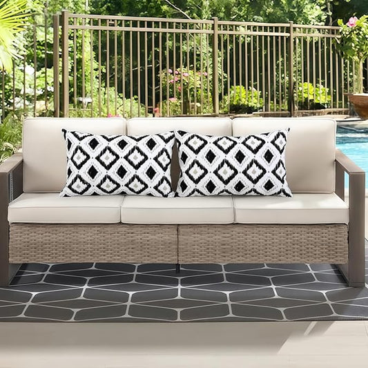 idee-home Outdoor Pillows with Inserts Included, Patio Outside Lumbar Pillows Waterproof Set of 2, 12 x 20 inch