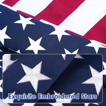 American Flag 4x6 FT,Weatherproof Heavy Duty Polyester Canvas Flags Ultra Durable Tear-Resistant, Deluxe Embroidered Stars & Sewn Stripes, Perfect for Outdoor Use with Brass Grommets