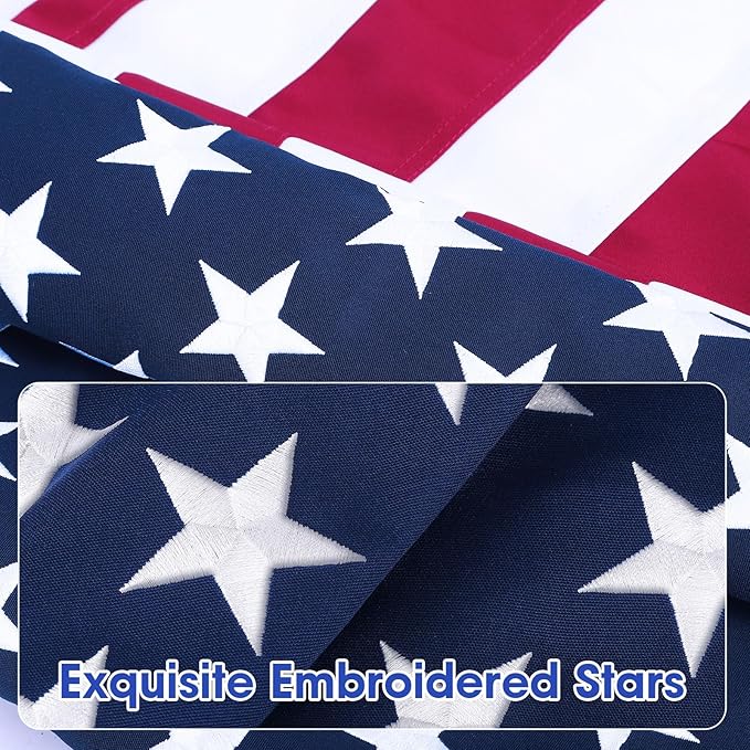 American Flag 3x5 FT,Weatherproof Heavy Duty Polyester Canvas Flags Ultra Durable Tear-Resistant, Deluxe Embroidered Stars & Sewn Stripes, Perfect for Outdoor Use with Brass Grommets