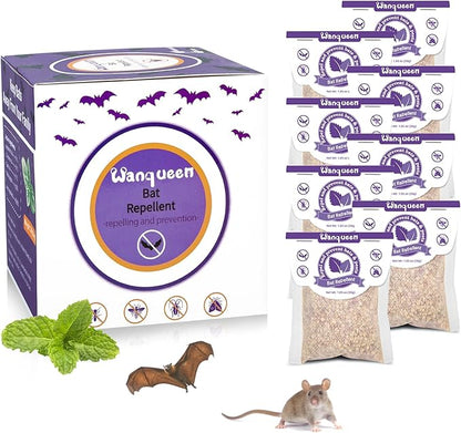 8 Pack Bat Repellent Outdoor Rodent Mouse Repellent, Peppermint Oil Bat Deterrent Repellent for Attic, Ready-to-Use Pest Repellent Scent Pouches