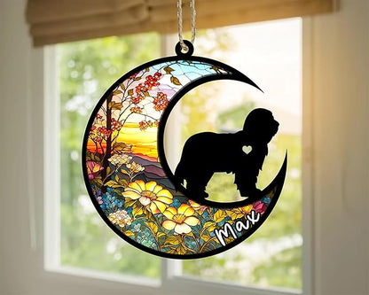 Personalized Dog Memorial, Custom Name Bearded Collie Dog Christmas Ornament with Name, Custom Breeds, Pet Loss Light Catcher, Gifts for Lovers Loss of Pet Sympathy on Mothers Day Christmas