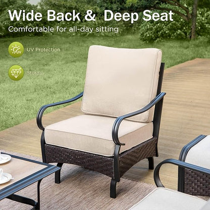 Rocking Patio Sofa Chairs - 2 PCS Outdoor Rocking Armchairs, Patio Seating with High Back Deep Seat for Porch Deck Balcony