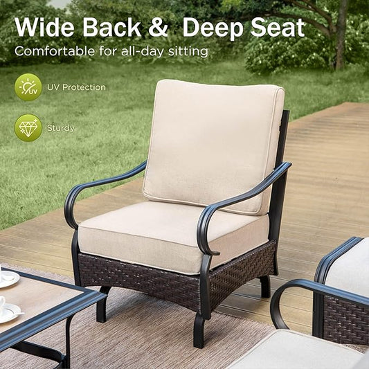 Rocking Patio Sofa Chairs - 2 PCS Outdoor Rocking Armchairs, Patio Seating with High Back Deep Seat for Porch Deck Balcony