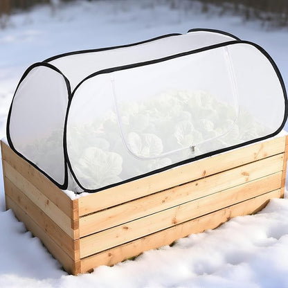 2 Pcs Pop Up Winter Garden Rows Plant Covers, 45" x 22" x 16" Raised Garden Beds Vegetable Rows Cold-proof Plant Protector, Freeze Protection Raised Bed Cover Accelerator for Snow Frost Protection