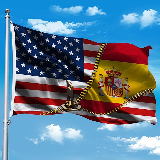 Vintage American America Usa Spanish Spain Flags For Outside Yard 3x5 Ft Double Sided Printed 100d Polyester Lightweight Garden Welcome Outdoor Banner Brass Grommets