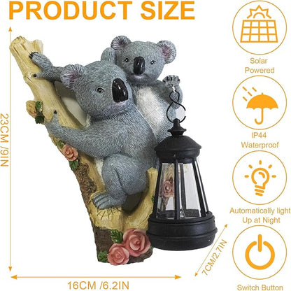 Koala Tree Hugger Garden Statue Outdoor Decorative Sculpture, Solar Lantern Outdoor Waterproof, Garden Decorations Home Patio Yard Outdoor, Relaxed Koala Gifts for Mom