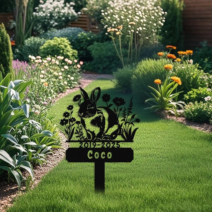 Custom Rabbit Grave Marker,Personalized Bunny Memorial Garden Stake,Pet Memorial Gift,Remembrance Stake,Loss of Bunny,Sympathy Sign Rabbit 16inch