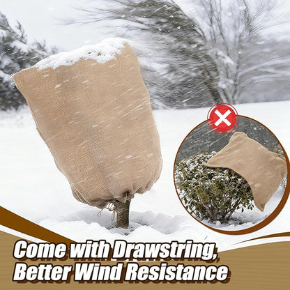 ANPHSIN Burlap Plant Covers Freeze Protection for Patio Winterizing - 45"×70" Extra Large Winter Frost Protector with Drawstring, Reusable Tree Freeze Blanket for Garden Bushes