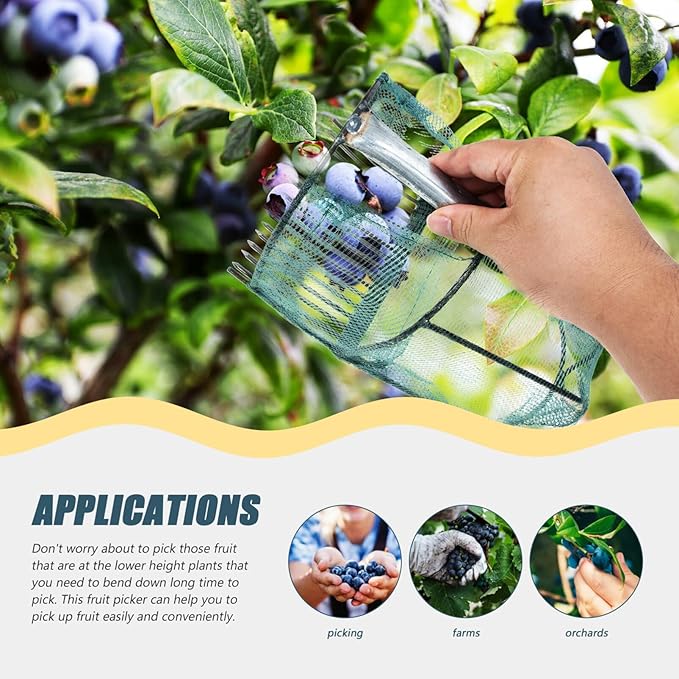 Tofficu Ergonomic Blueberry Picker with Steel Comb and Handle, Lightweight Fruit Harvesting Tool for Berries and Small Fruits, Ideal for Outdoor Garden Use