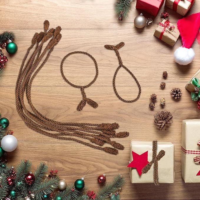 Christmas Garland Ties, 16Pcs 20in Garland Twist Ties for Banister, Reusable and Flexible Decorative Twist Tie for Home Decorations and Holiday Craft Gift Wrapping - Brown