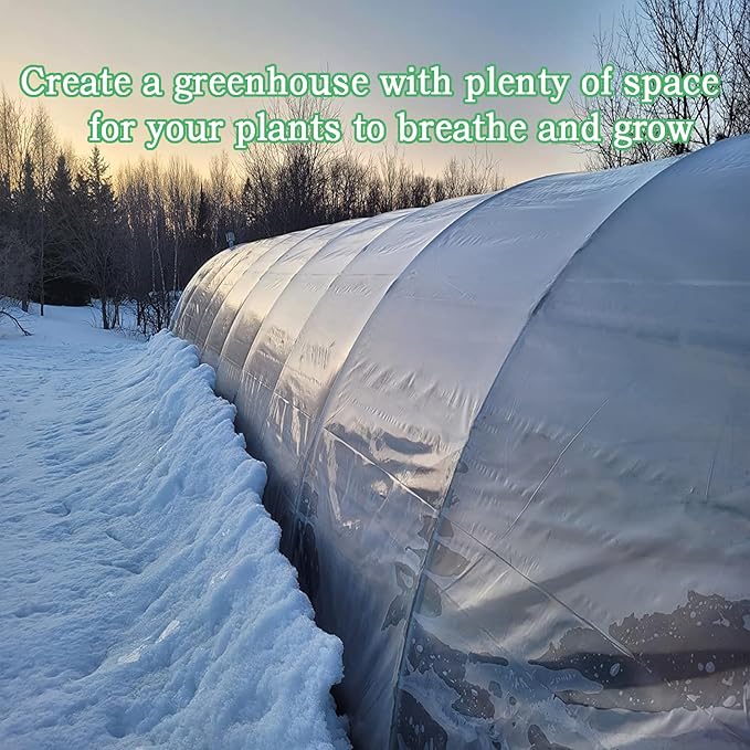 10FTx20FT Greenhouse Plastic Sheeting, 6 Mil Thick Clear Polyethylene Film, Waterproof Wind Frost Dust UV Resistant Green House Plastic Covering for Outdoor Plant, Garden, (10ft x 20ft)