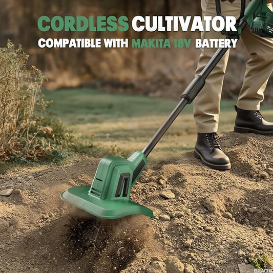 Cordless Tiller Cultivator Compatible with Makita 18V Battery(Tool Only), Electric Garden Rototiller w/270 RPM, 48 Steel Tines, 8.7" Tilling Width, 6.3" Depth, Portable Rotary Tiller for Soil