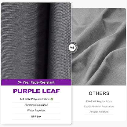 PURPLE LEAF 10 Feet Patio Umbrella Outdoor Cantilever Solar Powered LED Swivel Square Umbrella Aluminum Offset Umbrella with 360-degree Rotation for Garden Deck Pool Patio Light Grey
