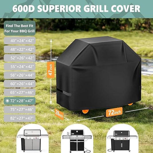 Grill Cover 72 Inch - Superior BBQ Cover for Weber Summit 600 Series Gas Grill - 600D Large Outdoor Barbecue Covers for Weber 6 Burner Summit 670, Summit 620 and Genesis 600, Genesis 400