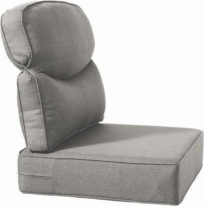Luxury 24x24x6 Inch Smile Patio Dining Chair Cushions Set of 4 - Heavy Duty Water Slashproof Outdoor Seat Cushion for Outside Furniture Swivel Chairs Loveseat L-Shape Sofa - Grey