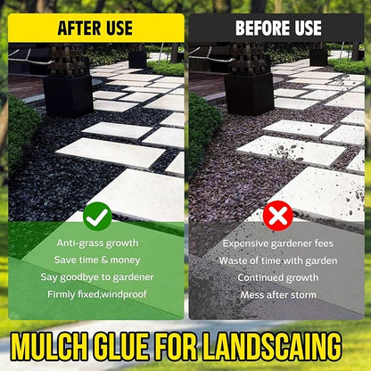 Mulch Glue - 1 Gallon / 128oz Black Color Mulch Dye & Landscape Adhesive with Applicator for Landscaping, Garden, Gravel, Rock - Safe Ready to Use Gravel Binder Mulch Lock Glue for Leaf, Stone, Bark