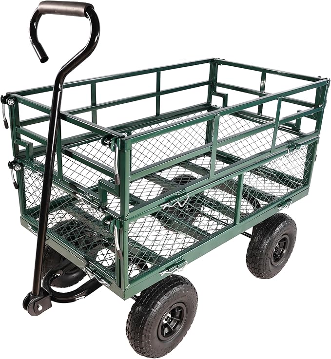 with a Four-Wheeled Trailer with a Double-Deck Detachable Side,The Steel Multifunctional Heavy-Duty net car can be Used in Farms,Warehouses and Other Places.