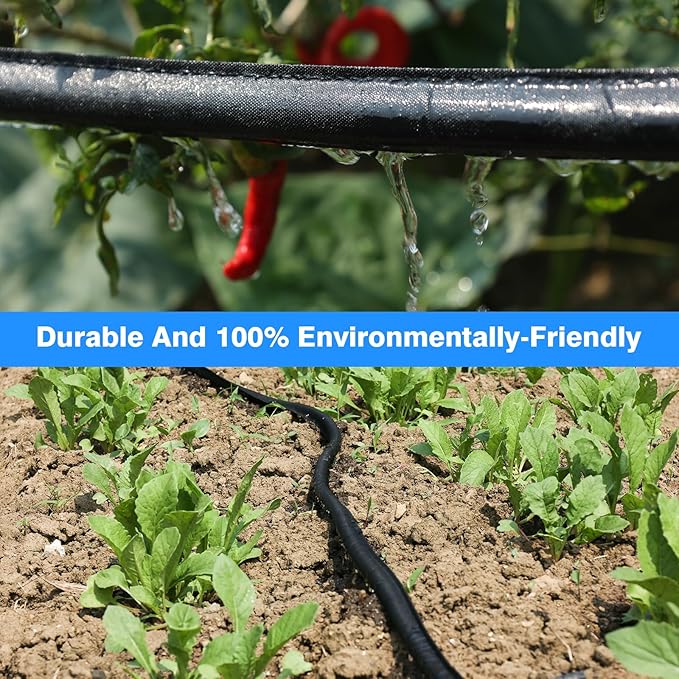 Flat Soaker Hose 50FT (25FT x 2),Drip Hose for Garden Beds Linkable Irrigation System Lightweight and Easy Watering for Tree Plant and Save 80% Water for You(50FT)