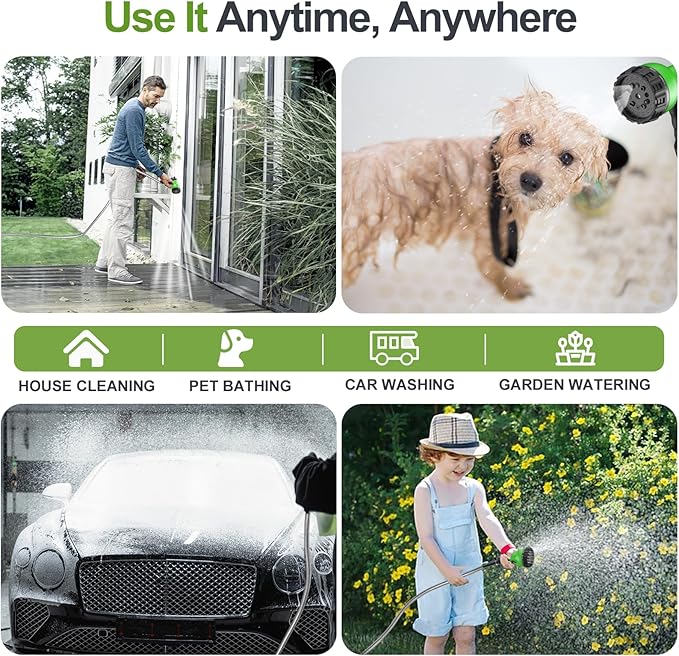 Garden Hose Metal 100 ft, Stainless Steel Water Hose with Upgrage Aluminum Nozzles, Flexible | Heavy Duty | Lightweight | No Kink | Anti-Bite Hose for Yard,RV Park, Outdoor Watering
