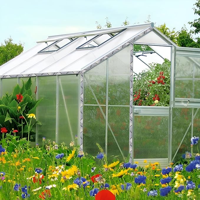 10 Set Greenhouse Lock Channel and Spring Wire,1MM Thick Aluminum Alloy Lock Channel and PVC Coated Spring Wires for Fixing Greenhouse Plastic Cover and Shade Cloth,6.6 FT,10 Set