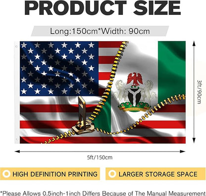 Vintage American America Usa Nigeria Nigerian Flags For Outside Yard 3x5 Ft Double Sided Printed 100d Polyester Lightweight Garden Welcome Outdoor Banner Brass Grommets