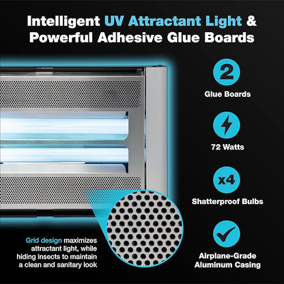 Catchmaster Vector Plasma Screened Light Trap, UV Light Fly Traps, Gnat Traps for House Indoor, Shatterproof Bulbs, UV Lamp Insect Killer, Bug Light for Commercial Kitchen, Warehouse & Restaurants