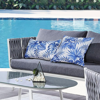 Outdoor Throw Pillows - Decorative Pillows with Insert Included Set of 2 Outdoor Pillows for Patio Furniture 18x18 Inch