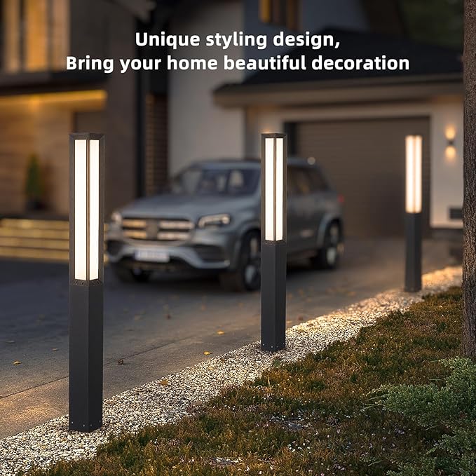 Outdoor Pathway Lights, 71 Inches Tall Bollard Light, 3000K Landscape Path Lighting, Large Mordern Led Bollards, IP65 Waterproof Pole Driveway Lights Wired for Walkway Sideway Garden Yard