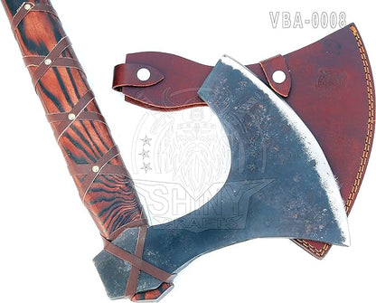 SHINY CRAFTS | 40" Handmade Double Head Norse Axe, Hand Forged Steel Dane Axe with Broad Blade, SCA-08