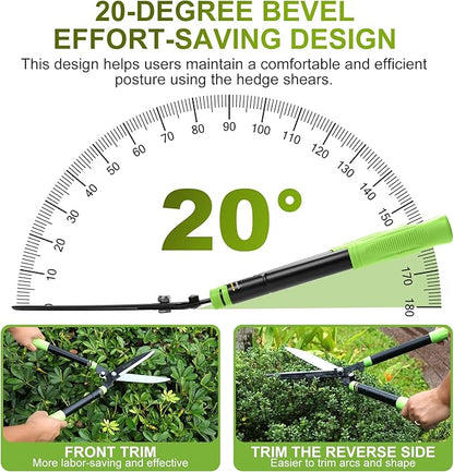 23-30" Telescoping Hedge Clippers, Extendable Garden Shears for Trimming Hedges, Shrubs & Bushes, Manual Hedge Shears with Adjustable Blade Tension for Yard Landscaping