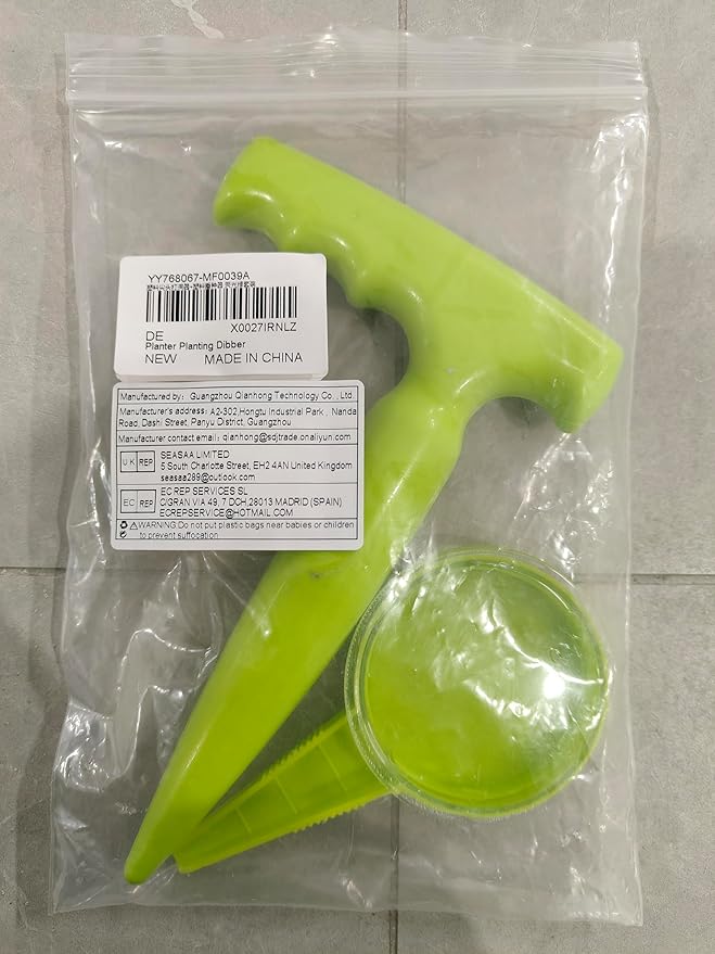 Seed Planter Tool, 6.9" Dibber Garden Tool, Plastic Dibbler Tools for Planting, Seed Dispenser, Bulb Digger Garden Planter for Sowing Seeds, Bulbs, Digging (Light Green)