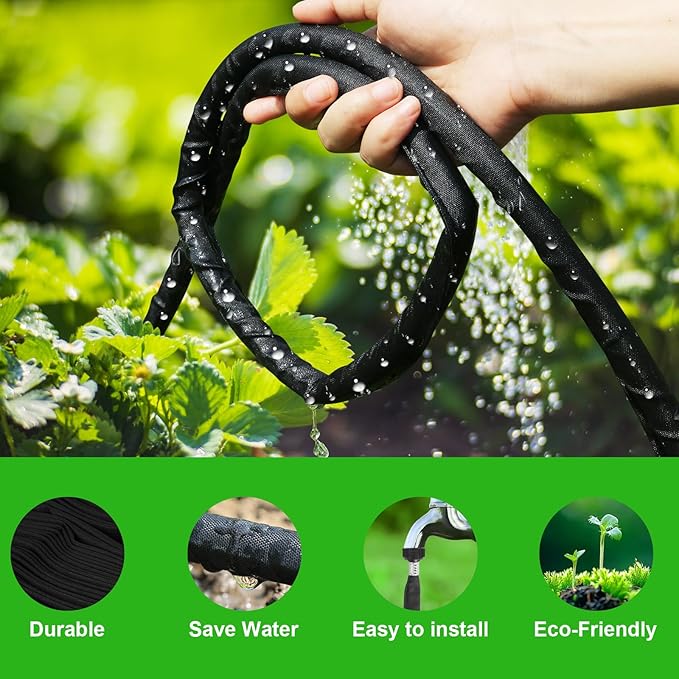 Flat Soaker Hose 10FT for Efficient Watering Tree - Durable Double Layer Design for Gardens, Lawns, and Vegetable Fields (10FT)