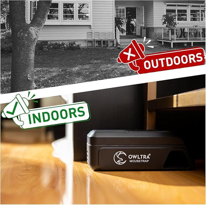 OWLTRA Indoor Electric Mouse Trap, Instant Eliminate Rodent Zapper with Pet Safe Trigger, Black, Small