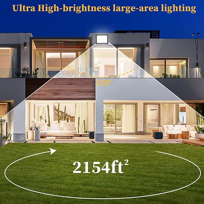 ADYENA 2 Pack 150W LED Flood Lights Outdoor, Plug in LED Work Light, 1500LM Super Bright Outdoor Lights, IP66 Waterproof 6000K Daylight White Floodlights for Garage Yard Garden Playground