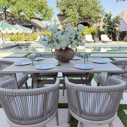 PURPLE LEAF Outdoor Dining Set for 10 All-Weather 12 Pieces Patio Aluminium Dining Large Table and Rope Weave Chairs Included Cushions for Backyard Deck Kitchen Modern Patio Furniture Set Champagne