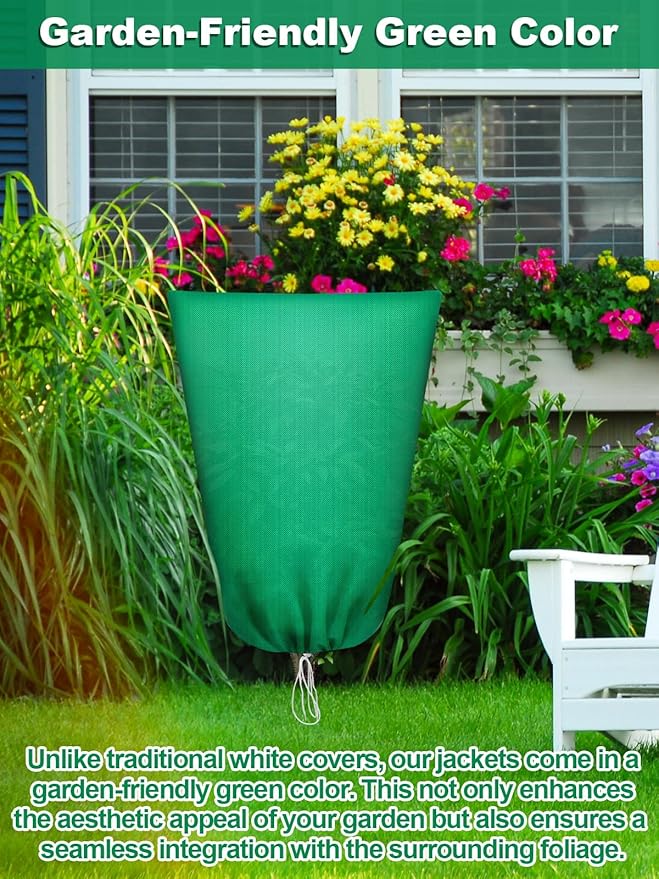 Abimars Thicker Plant Covers Freeze Protection Jacket 2.36 oz/yd², 3.2'x5' Reusable Winter Plant Covers with Drawstring & Zipper, 2 Pack Light, Porous Fabric for Plant Breathing