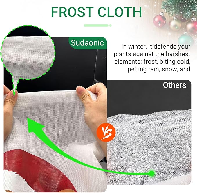 2-Pack Plant Covers Freeze Protection, 31" W x 47" L Thick Frost Cloth with Christmas Element, Tree Wrap for Winter with Zipper Drawstring Protect Your Plants