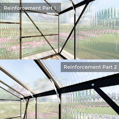 8x12 FT Greenhouses for Outdoors, Polycarbonate Greenhouse with PC Panels, Greenhouses for Outdoors for Yard, Garden, Hobby, Dark Grey