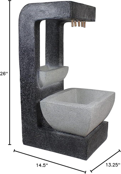 LED Lighted Rainfall Outdoor Water Fountain with Planter - 26"