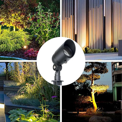 Lumina Lighting® 5W Landscape lighting 12V Landscape Lights Low Voltage Landscape Spotlights Warm White Waterproof Outdoor Replaceable LED Bulb for Garden, Lawn, Porch, Patio and Yard (Black) (6-Pack)
