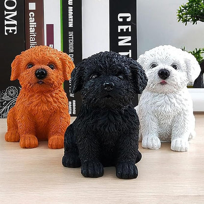 Dog Statue for Outdoor Maltese Dog Ornament Resin Bichon Frise Statue for Home Decor